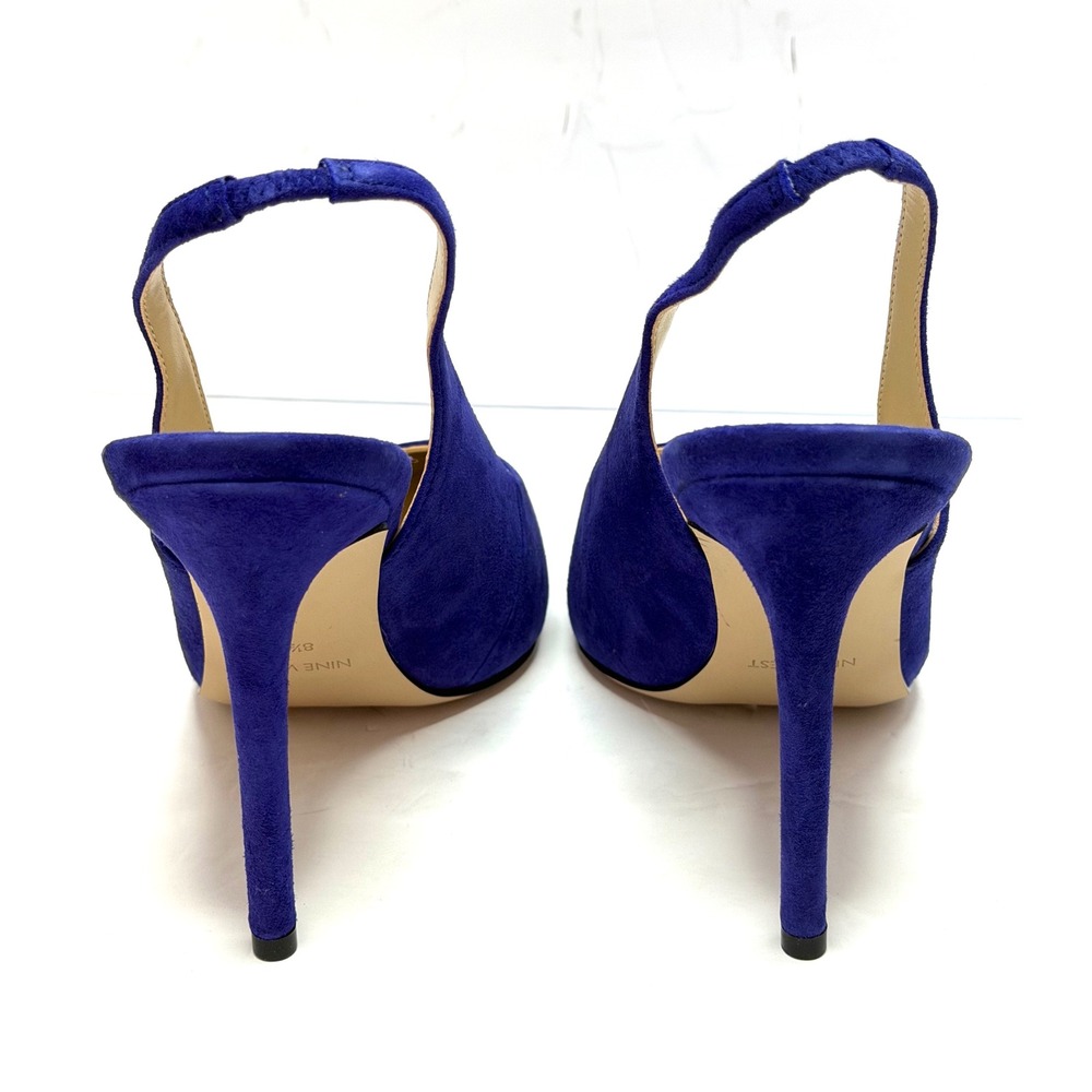 Nine West Women's Feather Slingback Stiletto Pumps Dark Blue 8.5M NWT and BOX - Picture 7 of 11